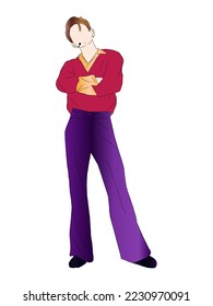 Vector de ilustración de color completo de la etapa de moda Kpop. ídolos de coreanos actuando. Ídolo de moda masculino K-pop. cantante masculino que canta con ropa fresca