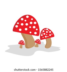illustration vector : funny cartoon red mushroom or Amanita muscaria  ,for gretting card , baby clothes , child room poster