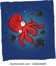 illustration vector of Funny Kraken Monster, suitable for wallpaper, poster, phone case, book cover, tshirt, sticker and others merchandise or accessories