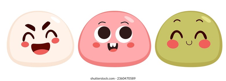 Illustration vector of funny mochi icon vector. Logo design. Japanese rice dessert