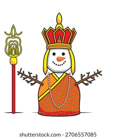 Vector divertido del traje del cosplay del muñeco de nieve en el dibujo chino del diseño de la ropa del monje en colorido