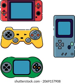 Illustration vector of game console icon filled line style, suitable for game appliaction, toys, playground, kid apparel and other children product.