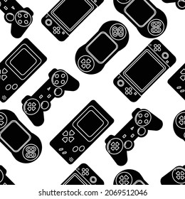 Illustration vector of game console seamless pattern solid style, suitable for fabric design (textile), food wrap, wrapping paper, wallpaper, background, book cover, and others.