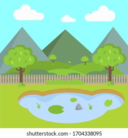 Illustration Vector of Garden Green and Mountain good for yor project Nature background, Garden and Fresh Template Project