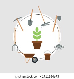 Vector ilustrativo de herramientas de jardinería