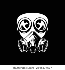 Illustration vector of gas mask. Protection army equipment from toxic and chemical danger for safety