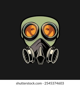 Illustration vector of gas mask. Protection army equipment from toxic and chemical danger for safety