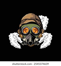 Illustration vector of gas mask. Protection army equipment from toxic and chemical danger for safety