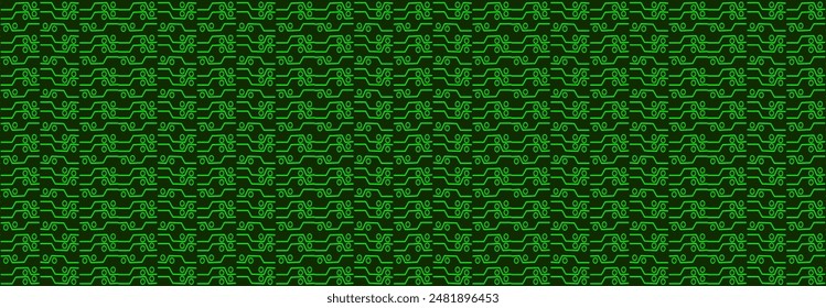 Illustration, vector, Geometry, line and ciecle, pattern, overlapping, orderly arrangement background, black and white, banner, website. Green color, technology, cyber security network.