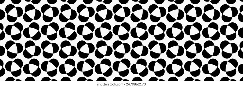 Illustration, vector, Geometry and semicircle, triangle, flower, pattern,  geometric, overlapping, orderly arrangement background, black and white, banner, website.