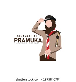 Illustration vector gerakan pramuka indonesia isolated on white background
