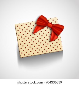 Illustration of Vector Gift Box with Red Ribbon Isolated. Realistic Vector Present in Gift Packaging. Greeting Card Template
