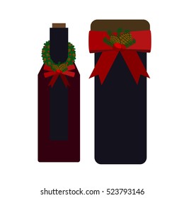Illustration vector gift of wine bottle on Christmas theme.
