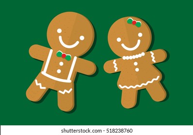 Illustration vector of gingerbread man and woman on Christmas theme.