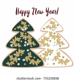 Illustration vector. Gingerbread stars for New Year celebration