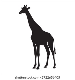 Vetor de ilustração de uma arte de design de silhueta de girafa