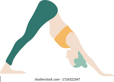 illustration vector girl downward facing dog, yoga