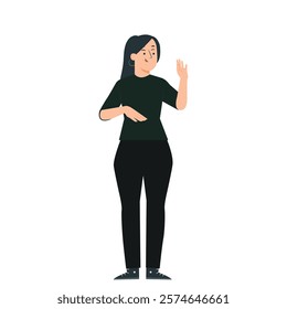 illustration vector girl pointing at something