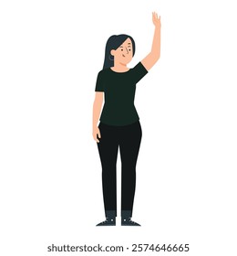 illustration vector girl pointing at something