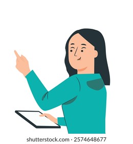 illustration vector girl pointing at something