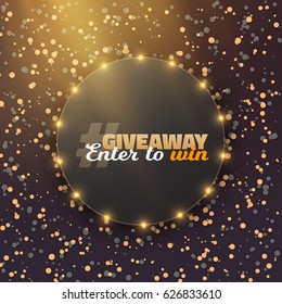 Illustration of Vector Giveaway Button. Enter to Win Prize Template. Realistic Button with Confetti