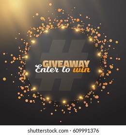 Illustration of Vector Giveaway Button Template. Realistic Button with Confetti. Enter to Win Prize Concept