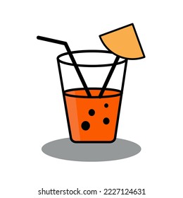 illustration vector of glass. Glass of Ice Water Flat Vector. drink flat art. drink icon