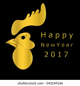 Illustration vector gold Chinese new year card on black background. 