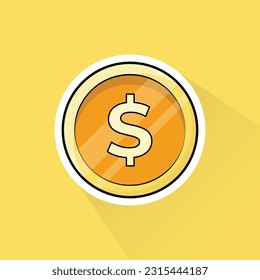 Vector de ilustración de moneda de oro en diseño plano