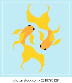 illustration vector gold fish in the sea 