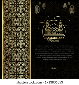 Illustration vector gold mosque with islamic ornament