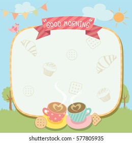 Illustration vector of good morning template coffee and bakery for breakfast.