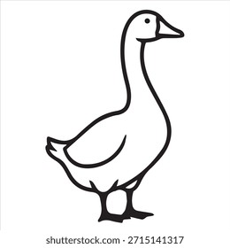 Ilustración Vector de una línea de ganso dibujo de arte para colorear
