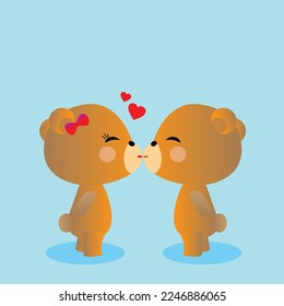 Illustration vector grafids A pair of cute pandas in love on valentine's day