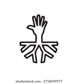 Illustration Vektorgrafik der menschlichen Hand mit Wurzeln
