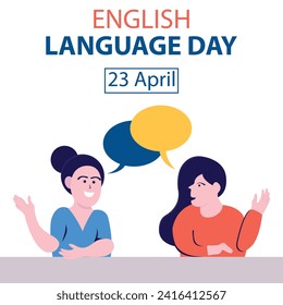 illustration vector grahic of two women are chatting, displaying speech bubbles, perfect for international day, english language day, celebrate, greeting card, etc.
