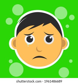Illustration vector grahpic of a sad crying child's face
perfect for cover of children's books, children's education, stickers, etc.