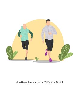 Illustration vector graphic of 2 men who are running sports