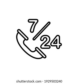 Ilustración Gráfico vectorial de 24, 7 icono de etiqueta