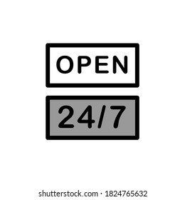 Illustration Vector graphic of 24/7 label icon