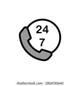 Ilustración Gráfico vectorial del icono de etiqueta 24/7