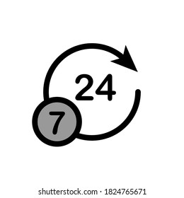 Illustration Vector graphic of 24/7 label icon