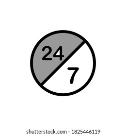 Ilustración Gráfico vectorial del icono de etiqueta 24/7