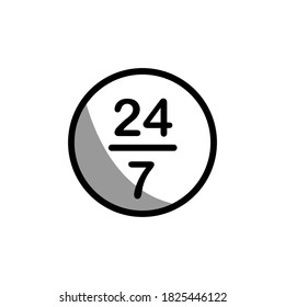 Illustration Vector graphic of 24/7 label icon
