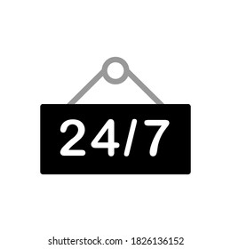 Illustration Vector graphic of 24/7 label icon