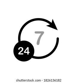 Ilustración Gráfico vectorial del icono de etiqueta 24/7