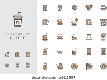 Illustration vector graphic of 25 filled icon set - coffee