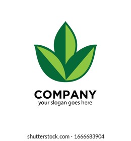 illustration vector graphic of 3 leaves isolated in white background perfect for eco/natural logo