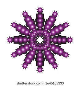 
Vektorillustration-Grafik von 3D-Spitzen-Ornament in glänzendem violettem Hintergrund. geeignet für Logo, Symbol, Symbol usw.