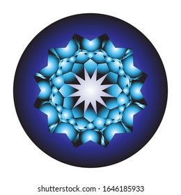 
ilustración vectorial de adorno de encaje 3D en azul brillante sobre fondo blanco aislado. para el logotipo, icono, símbolo, etc.